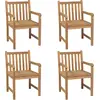 Image de vidaXL Chaises de jardin 4 pcs. avec coussins noirs en teck massif