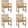 Image de vidaXL Chaises de jardin 4 pcs. avec coussins vert clair teck massif