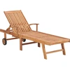 Image de vidaXL Sonnenliegen 2 Stk. mit Auflagen Schwarz Massivholz Teak