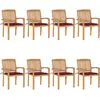 Image de vidaXL Chaises de jardin empilables avec coussins 8 pcs. Bois massif teck