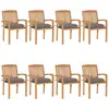 Image de vidaXL Chaises de jardin empilables avec coussins 8 pcs. Bois massif teck