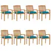 Image de vidaXL Chaises de jardin empilables avec coussins 8 pcs. Bois massif teck