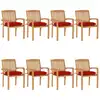 Image de vidaXL Chaises de jardin empilables avec coussins 8 pcs. Bois massif teck