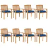Image de vidaXL Chaises de jardin empilables avec coussins 8 pcs. Bois massif teck