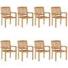 Image de vidaXL Chaises de jardin empilables avec coussins 8 pcs. Bois massif teck