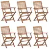Image de vidaXL Chaises de jardin pliantes 6 pièces avec coussins en bois massif d'acacia