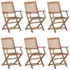 Image de vidaXL Chaises de jardin pliantes 6 pièces avec coussins en bois massif d'acacia