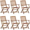 Image de vidaXL Chaises de jardin pliantes 6 pièces avec coussins en bois massif d'acacia