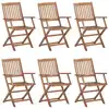 Image de vidaXL Chaises de jardin pliantes 6 pièces avec coussins en bois massif d'acacia