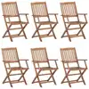 Image de vidaXL Chaises de jardin pliantes 6 pièces avec coussins en bois massif d'acacia