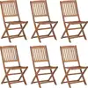 Image de vidaXL Chaises de jardin pliantes 6 pièces avec coussins en bois massif d'acacia