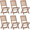 Image de vidaXL Chaises de jardin pliantes 6 pièces avec coussins en bois massif d'acacia