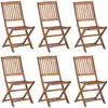 Image de vidaXL Chaises de jardin pliantes 6 pièces avec coussins en bois massif d'acacia