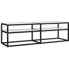 Image de vidaXL Armoire TV blanc imitation marbre 140x40x40,5 cm verre trempé