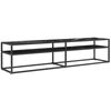 Image de vidaXL Armoire TV noire imitation marbre 180x40x40,5 cm verre trempé
