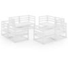 Image de vidaXL Ensemble salon de jardin 8 pièces blanc pin massif