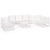 Image de vidaXL Ensemble salon de jardin 8 pièces blanc pin massif