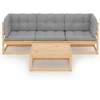 Image de vidaXL Ensemble salon de jardin 4 pièces avec coussins pin massif