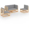 Image de vidaXL Ensemble salon de jardin 4 pièces avec coussins pin massif