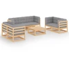 Image de vidaXL Ensemble salon de jardin 8 pièces avec coussins pin massif