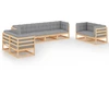 Image de vidaXL Ensemble salon de jardin 8 pièces avec coussins pin massif