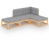 Image de vidaXL Ensemble salon de jardin 4 pièces avec coussins pin massif