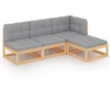 Image de vidaXL Ensemble salon de jardin 4 pièces avec coussins pin massif
