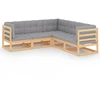 Image de vidaXL Ensemble salon de jardin 5 pièces avec coussins pin massif