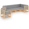 Image de vidaXL Ensemble salon de jardin 6 pièces avec coussins pin massif