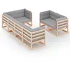 Image de vidaXL Ensemble salon de jardin 7 pièces avec coussins pin massif