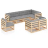 Image de vidaXL Ensemble salon de jardin 8 pièces avec coussins pin massif