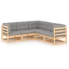Image de vidaXL Ensemble salon de jardin 5 pièces avec coussins pin massif