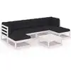 Image de vidaXL Ensemble salon de jardin 7 pièces avec coussins blanc pin massif