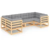 Image de vidaXL Ensemble salon de jardin 6 pièces avec coussins pin massif