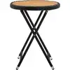 Image de vidaXL Table d'appoint noire 60 cm Poly rotin et bois massif acacia