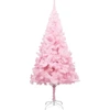 Image de vidaXL Arbre de Noël artificiel avec éclairage & boules Rose 210cm