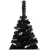 Image de vidaXL Sapin de Noël artificiel avec lumières et boules, noir, 210 cm