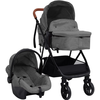 Image de vidaXL Poussette 3 en 1 Gris clair et noir Acier