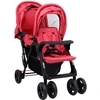 Image de vidaXL Poussette jumelle tandem rouge acier