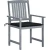 Image de VidaXL 3078229, Terrasse, siège rembourré, Bois d'acacia, Noir, Polyester, 610 mm