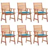 Image de VidaXL 3078351, Terrasse, Siège rembourré, Acacia, Bleu, Polyester, 560 mm
