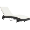 Image de vidaXL Bains de soleil 2 pcs. avec roulettes et supports Poly rotin noir