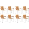 Image de vidaXL Chaises de jardin 8 pcs. avec coussins bois massif acacia