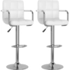 Image de vidaXL Tabouret de bar 2 pcs. Blanc Similicuir