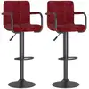 Image de vidaXL Tabouret de bar 2 pcs. Velours rouge vin