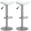 Image de vidaXL Tabouret de bar 2 pcs. Blanc Acier chromé et similicuir