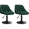 Image de vidaXL Chaise de salle à manger 2 pcs. Pivotant Vert foncé Velours