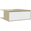 Image de vidaXL Table basse blanche et chêne Sonoma 80x80x31 cm Bois composite