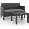 Image de vidaXL Ensemble salon de jardin 2 pièces avec coussins PP rotin anthracite