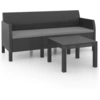 Image de vidaXL Ensemble salon de jardin 2 pièces avec coussins PP rotin anthracite